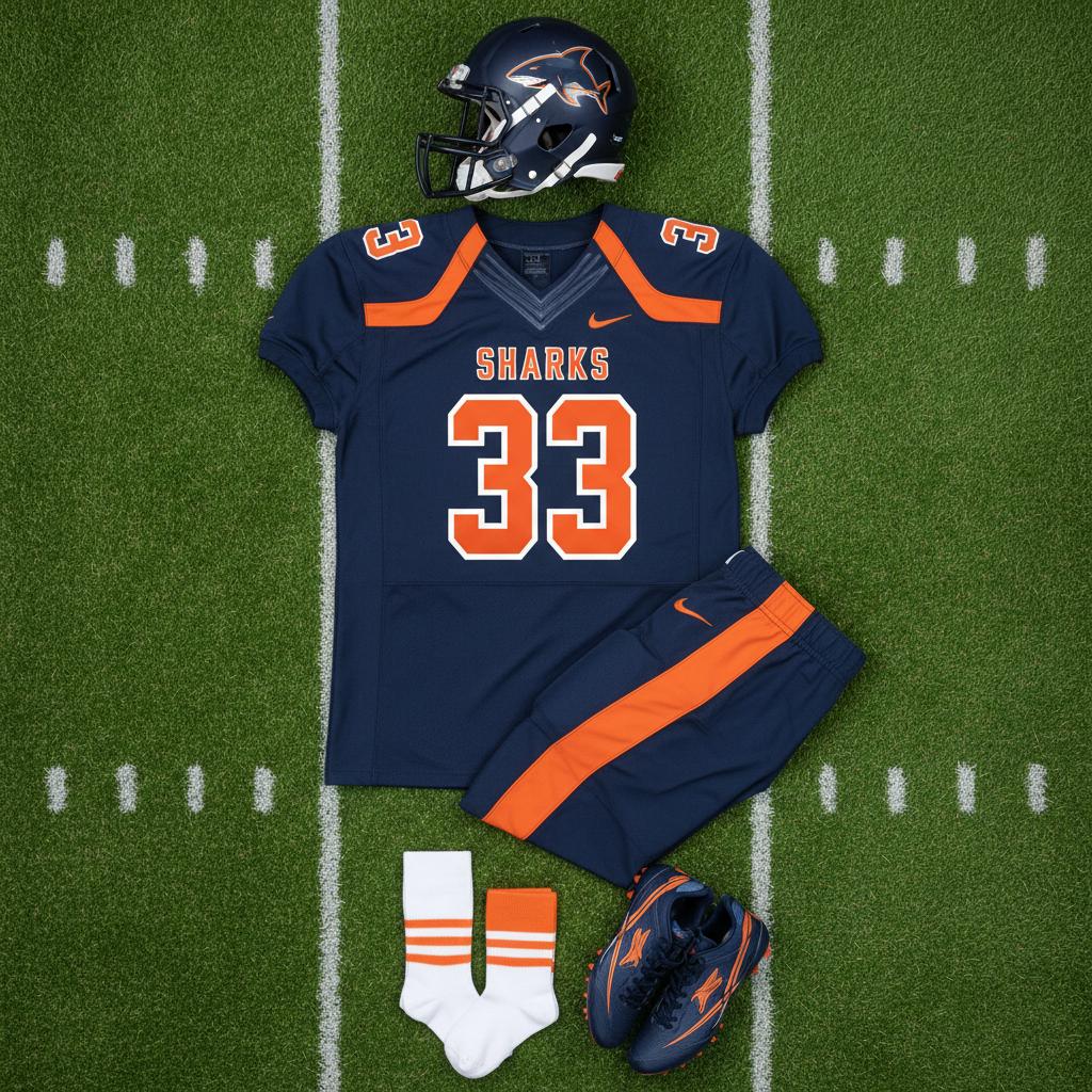 Navy Orange Sharks Set