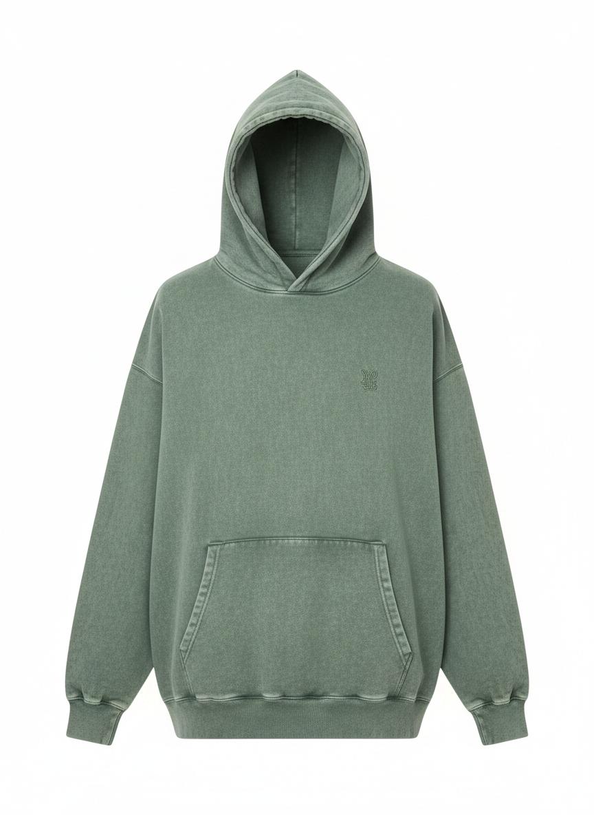 Sage Drop-Shoulder Washed Hoodie