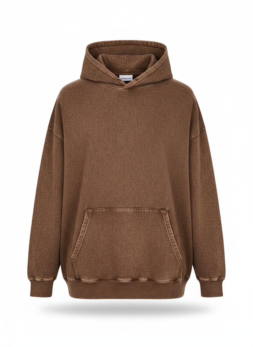 Mocha Boxy Washed Hoodie