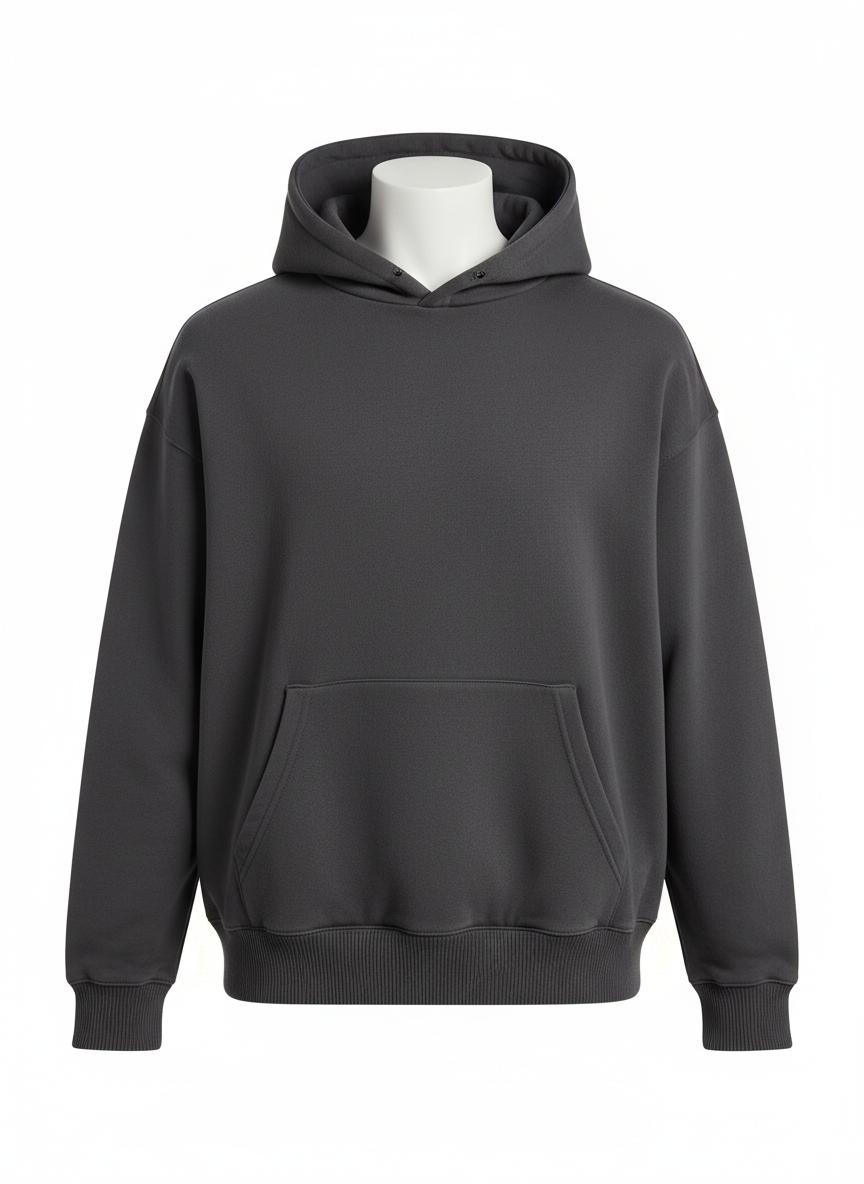 Charcoal Boxy Blank Hoodie