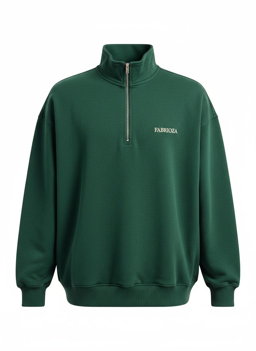 Forest Half-Zip Embroidered Hoodie
