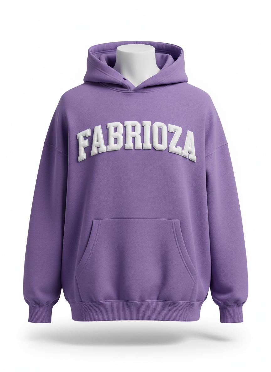 Lavender Oversized Puff Print Hoodie