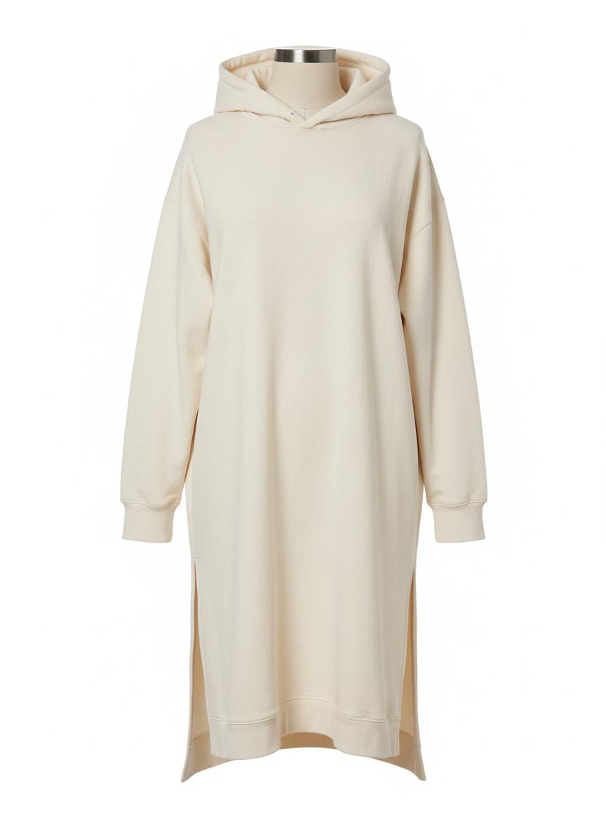Cream Longline Blank Hoodie