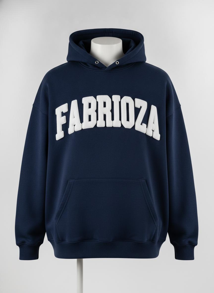 Navy Oversized Puff Print Hoodie