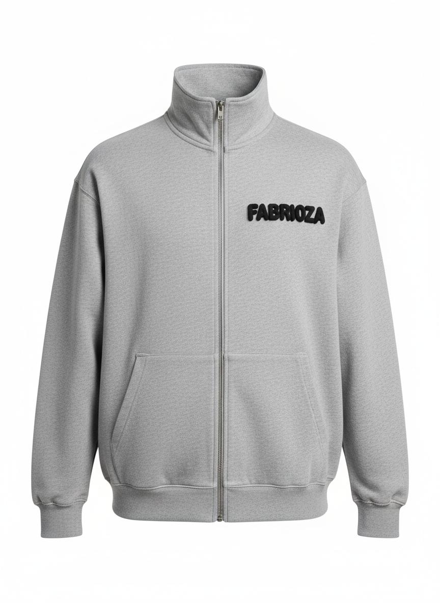 Grey Zip-Up Puff Hoodie