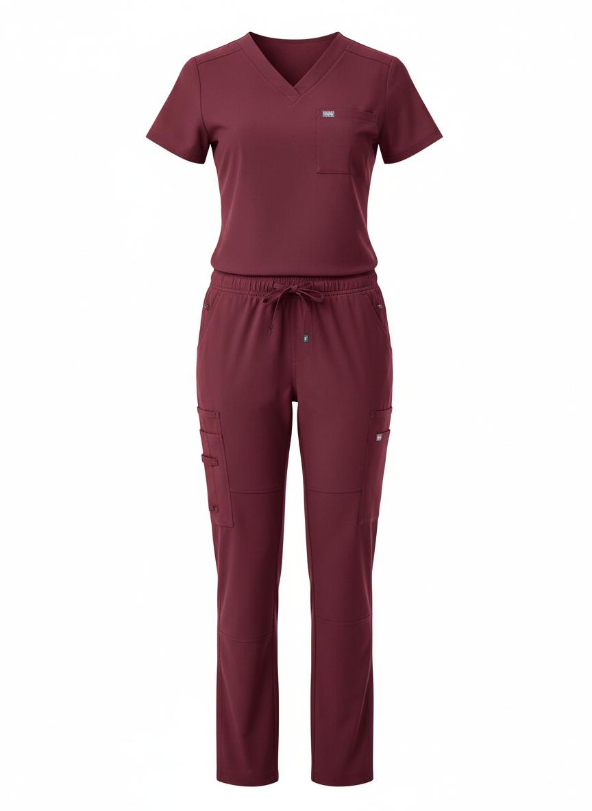 Burgundy Scrub Set