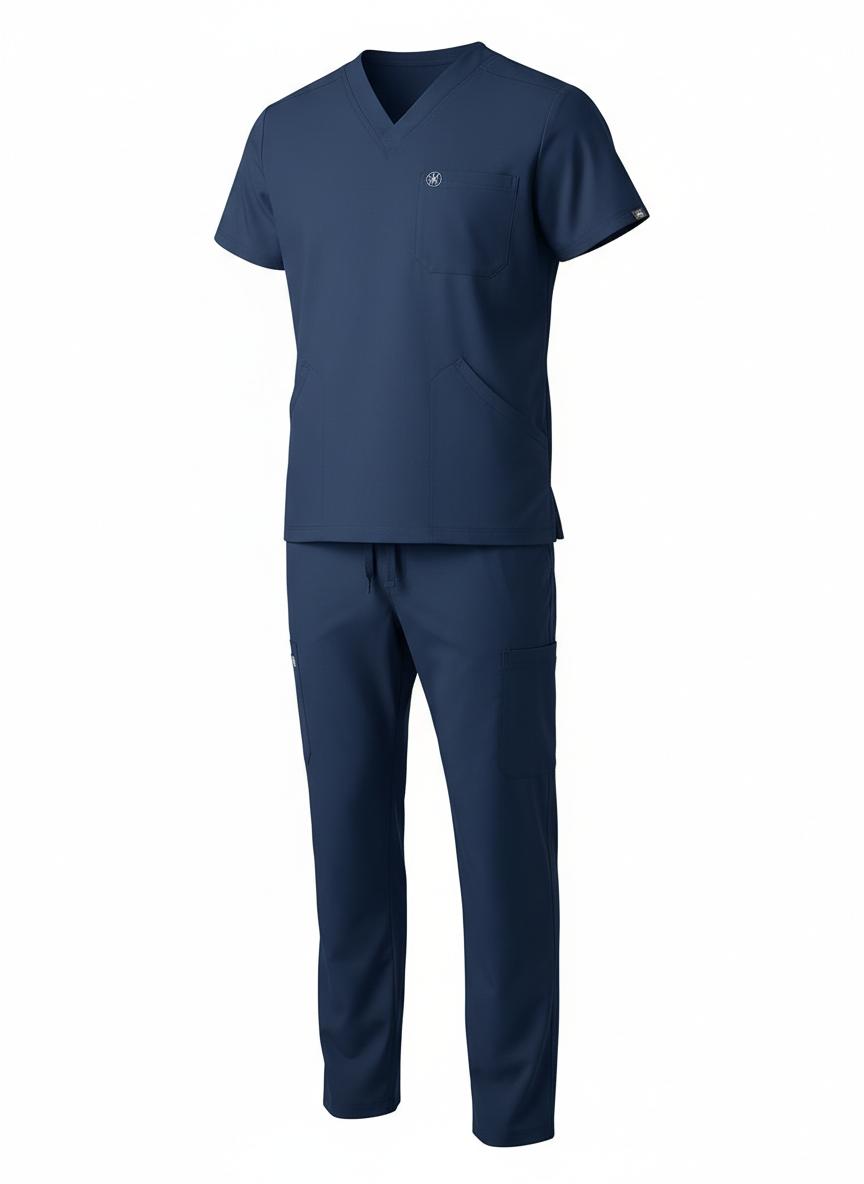 Navy V-Neck Scrub Set