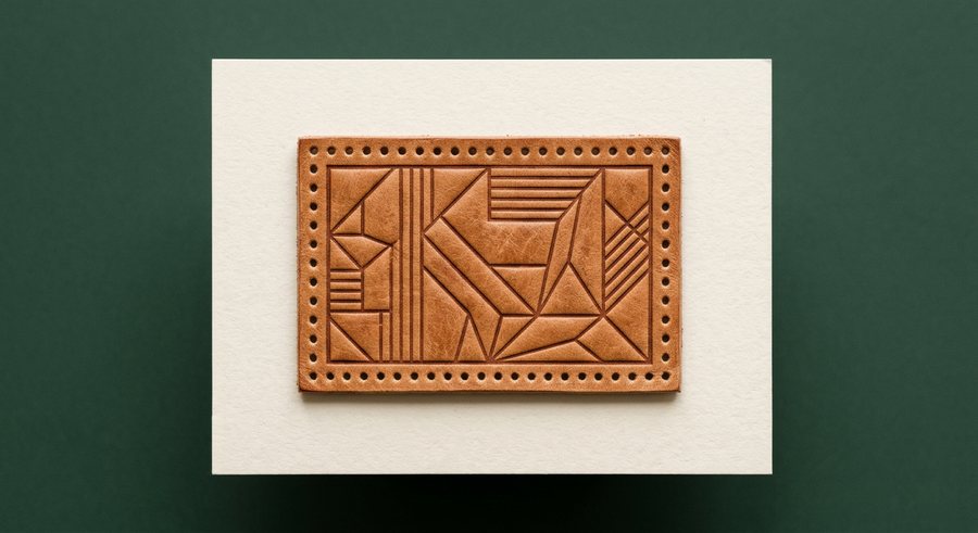 Illustrative render of a leather patch