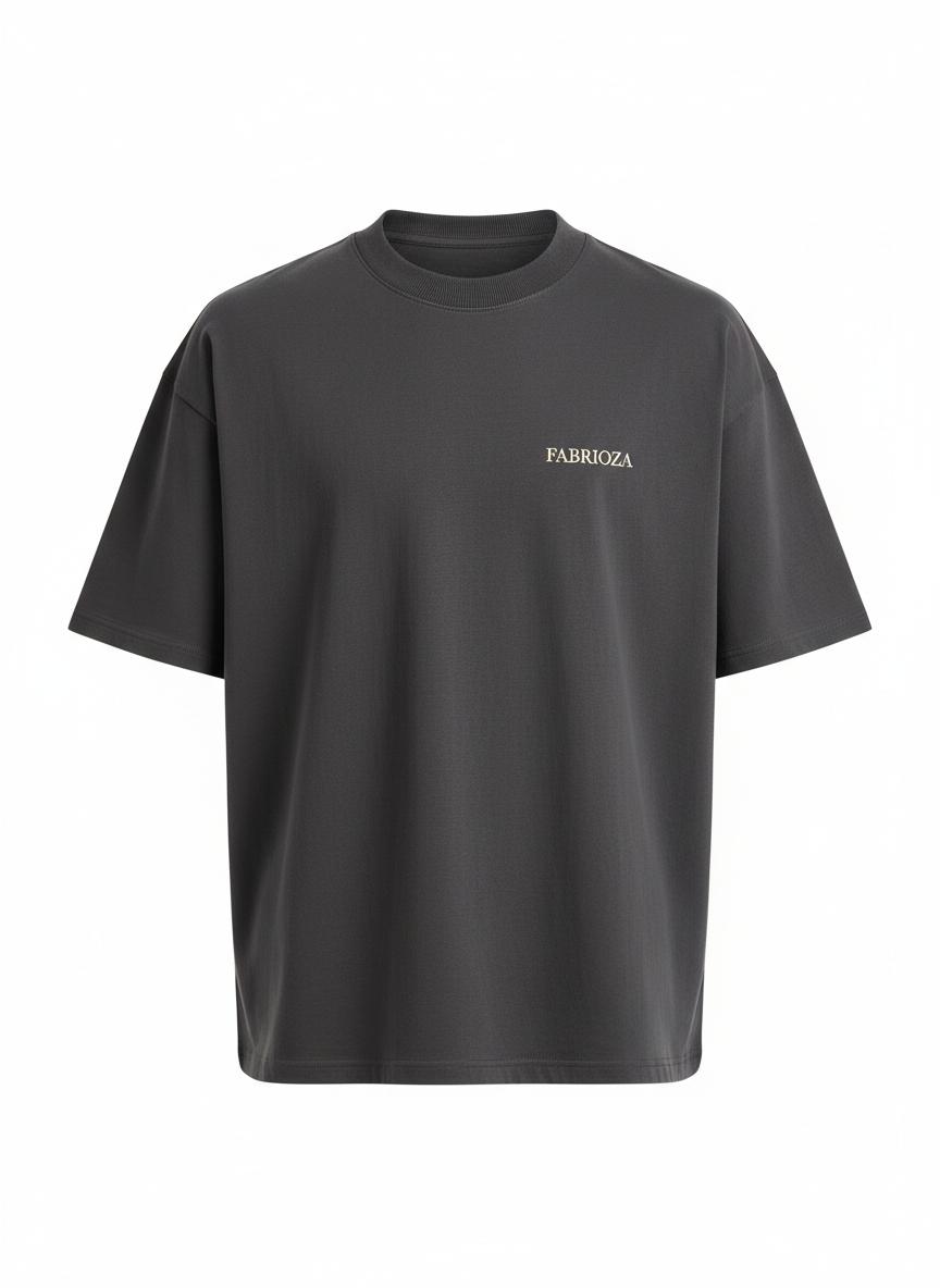 Charcoal Boxy Embroidered T-Shirt